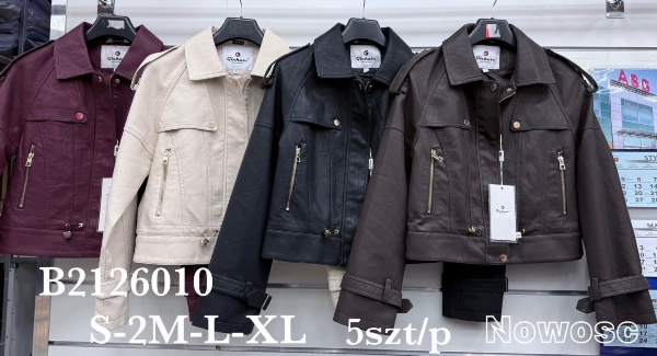 Kurtki damskie skórzana Roz S-XL, 1 Kolor Paczka 5 szt